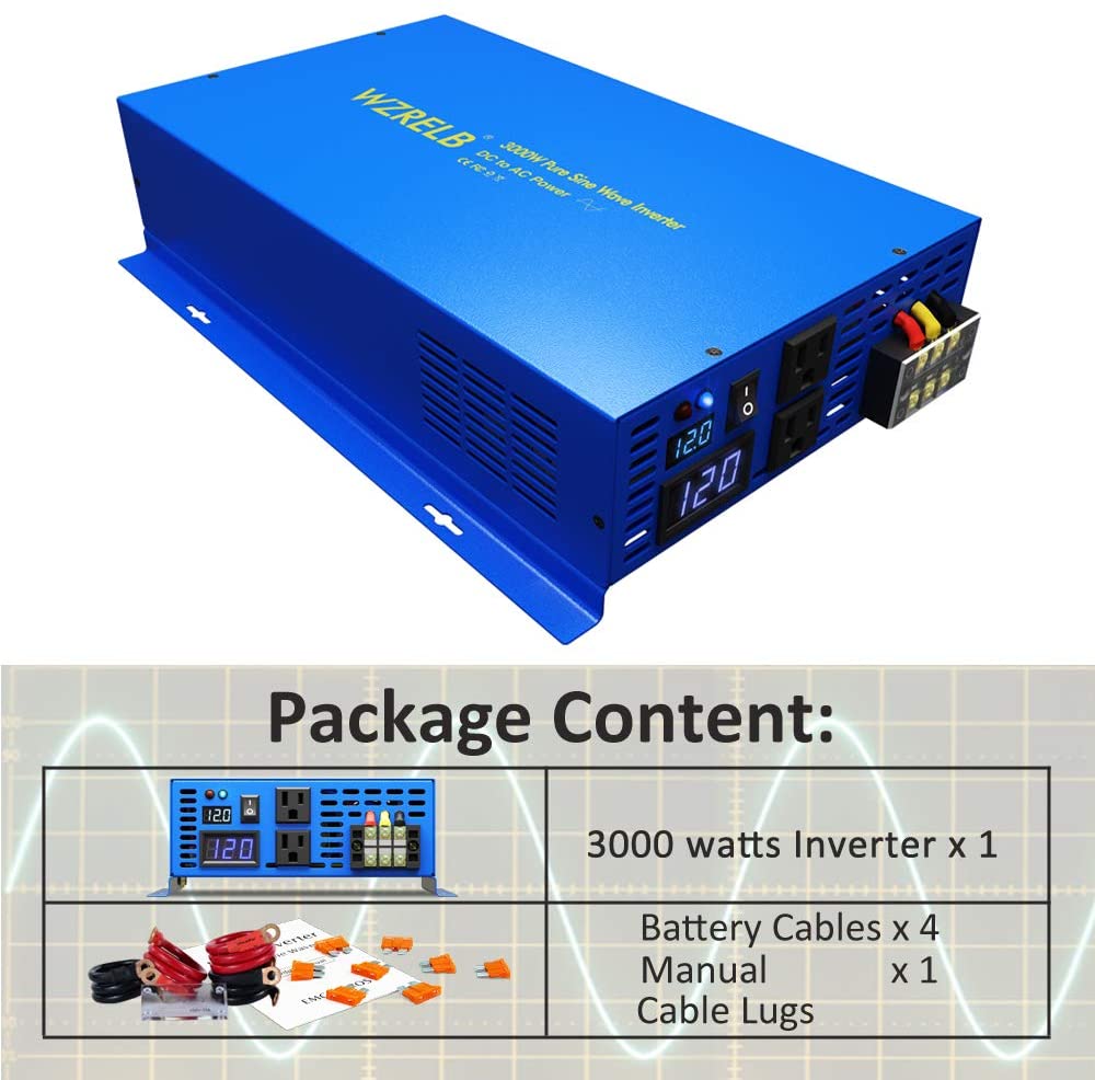 Inverter Pure Sine Wave 60Hz 120V 3000W - Инвертор чистой синусоиды 3000 Вт, 24