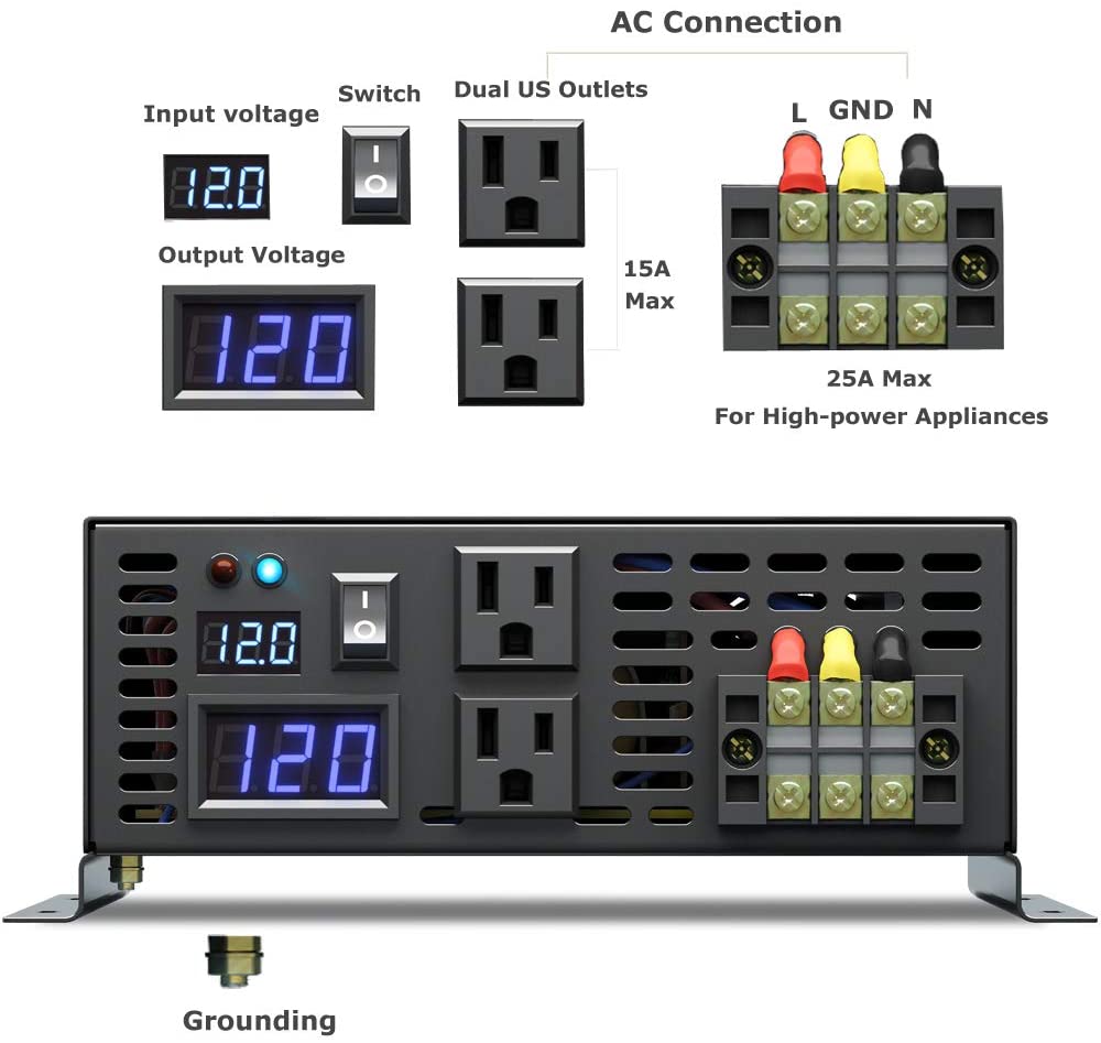 Инвертор чистой синусоиды 3000 – обзор и цена Inverter Pure Sine Wave 60Hz 120V 3000W