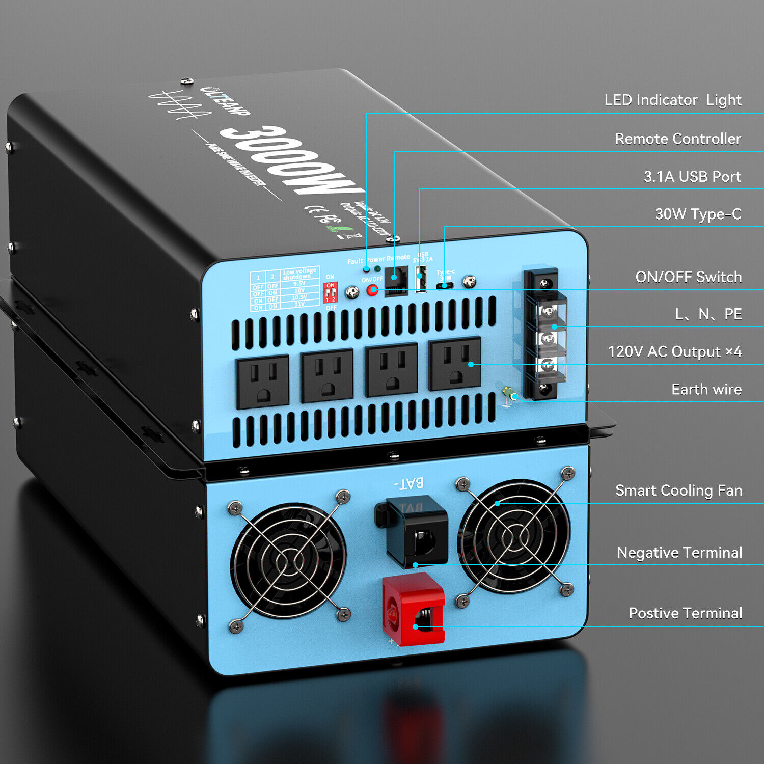 Инвертор мощностью 3000 Вт с ч – обзор и цена Inverter Pure Sine Wave 60Hz 120V 3000W