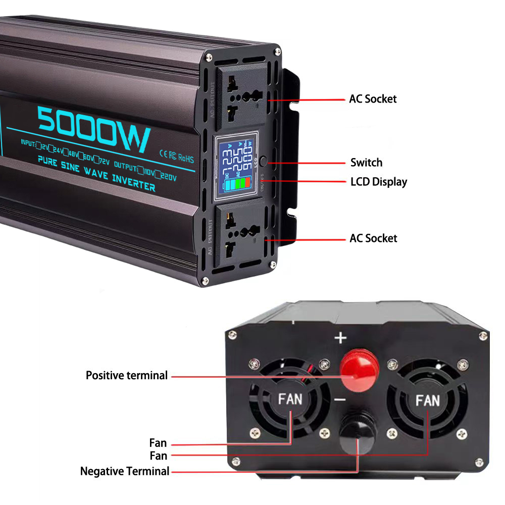 Инвертор с чистой синусоидой 4 – обзор и цена Pure Sine Wave Inverter 5000W 48V 220V
